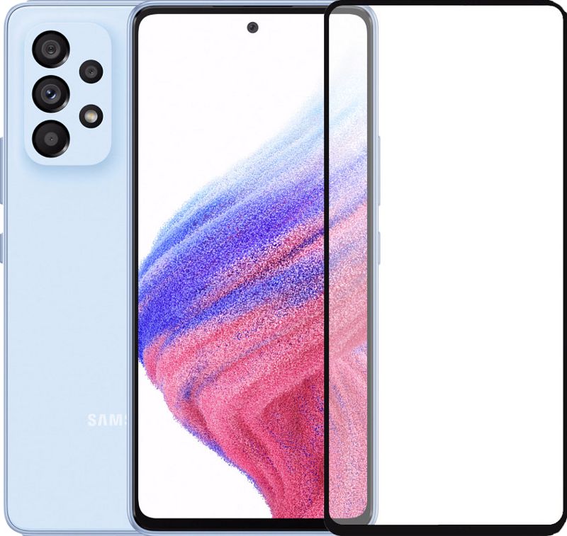 Foto van Samsung galaxy a53 128gb blauw 5g + panzerglass case friendly screenprotector glas zwart