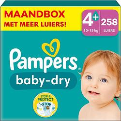 Foto van Pampers - baby dry - maat 4+ - mega maandbox - 258 stuks - 10/15 kg