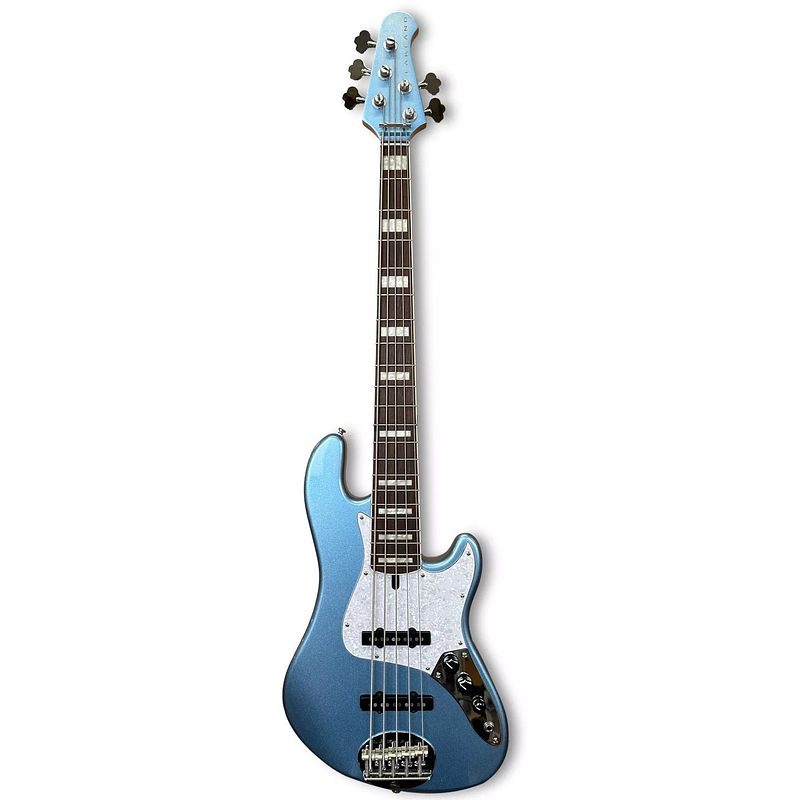 Foto van Lakland skyline dj-5 darryl jones signature lake placid blue gloss 5-snarige elektrische basgitaar