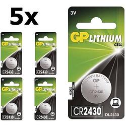 Foto van 5 stuks gp cr2430 3v lithium knoopcelbatterij