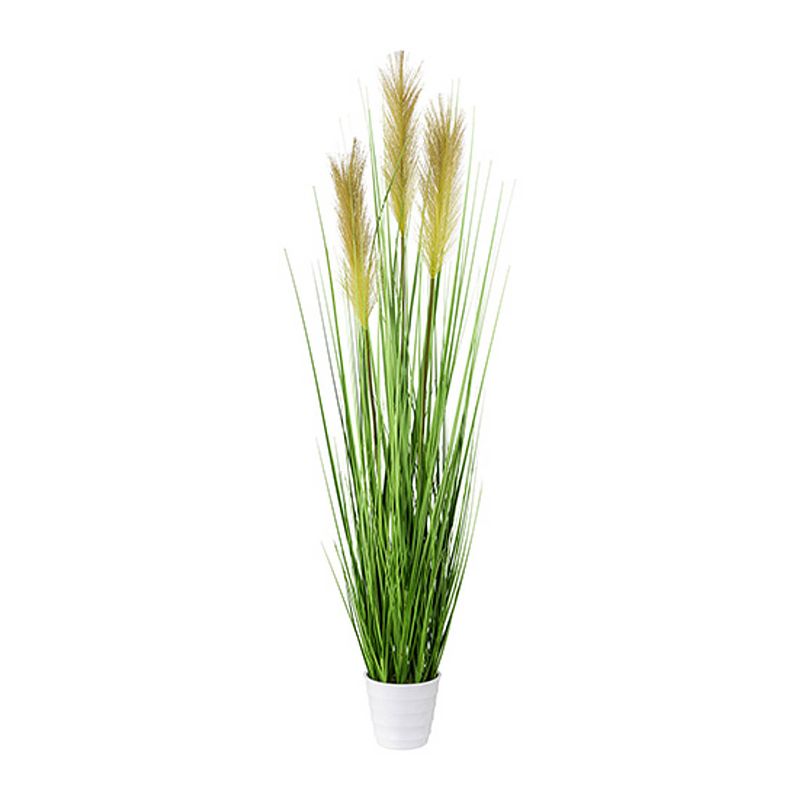 Foto van Kopu® kunstplant pampusgras 95 cm - 3 pluimen - in witte pot