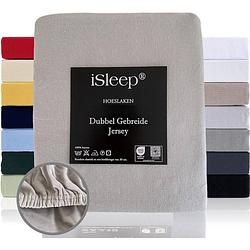 Foto van Isleep hoeslaken dubbel jersey - zilver - 180/190x210/220