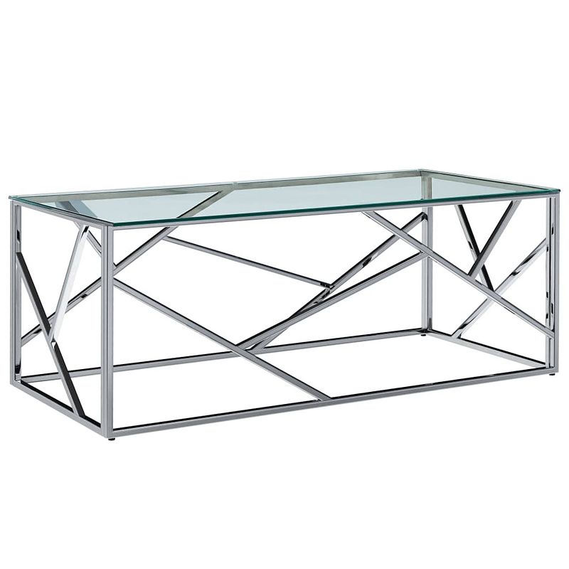 Foto van Vidaxl salontafel 120x60x40 cm gehard glas roestvrij staal transparant