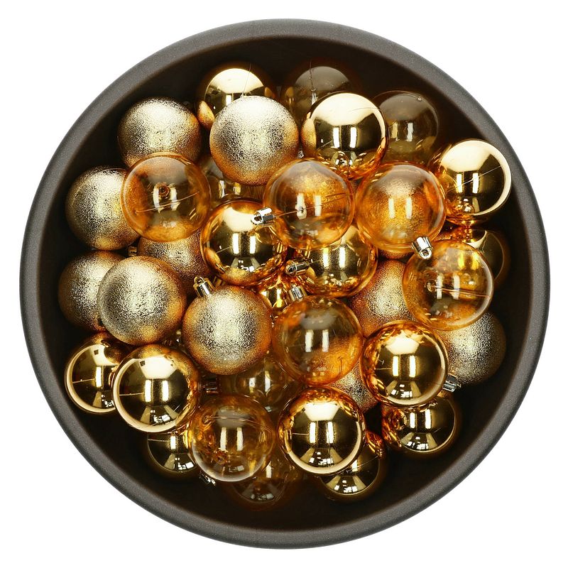 Foto van Decoris kerstballen - 25x stuks - 6 cm - kunststof -gouda  - kerstbal