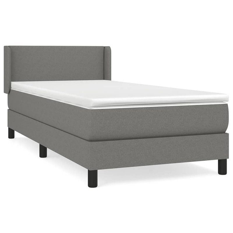 Foto van The living store boxspringbed - donkergrijs - 203 x 93 x 78/88 cm - pocketvering matras - huidvriendelijk topmatras