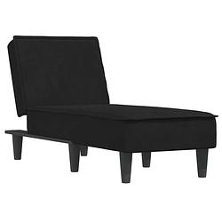 Foto van The living store chaise longue - verstelbaar - fluweel - zwart - 55 x 140 x 70 cm