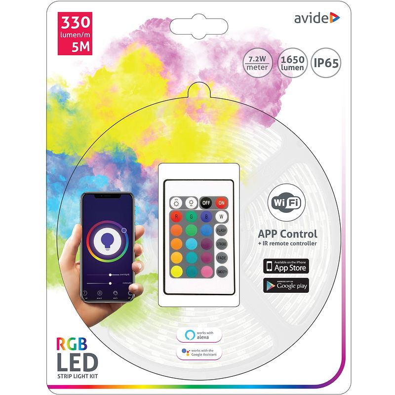 Foto van Avide led strip 12v 7.2w rgb ip65 5 m