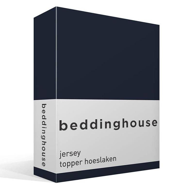 Foto van Beddinghouse jersey topper hoeslaken - 100% gebreide jersey katoen - 2-persoons (140x200/220 cm) - navy