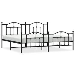 Foto van Vidaxl bedframe met hoofd- en voeteneinde metaal zwart 200x200 cm