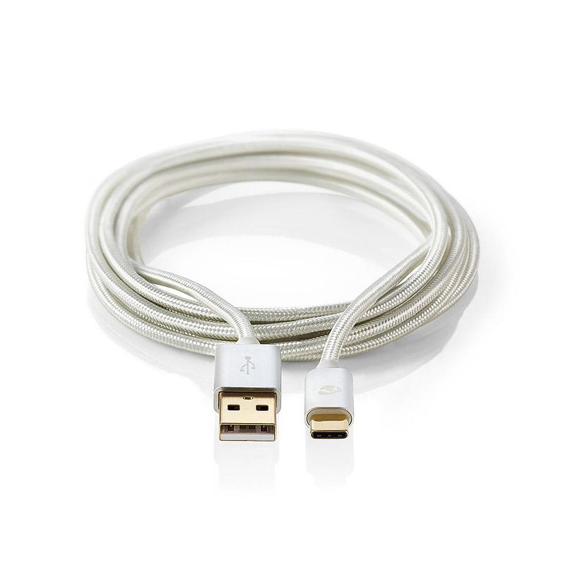 Foto van Nedis usb-kabel - aluminium - 3.00 m