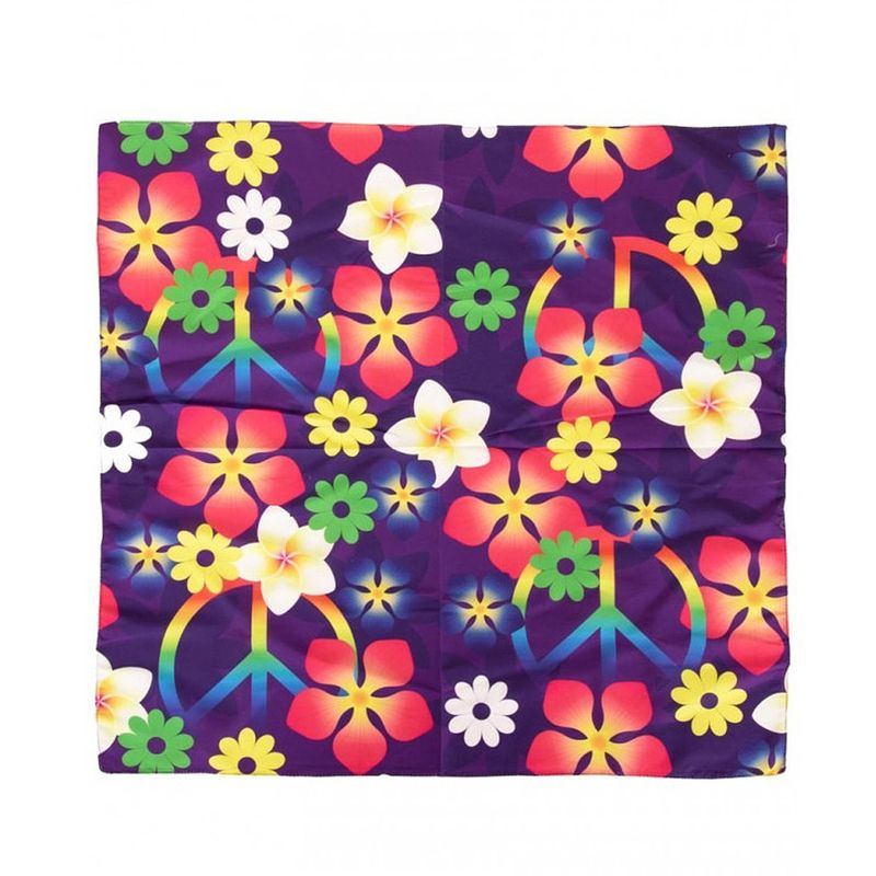 Foto van Toppers carnaval/festival hippie flower power bandana met bloemenprint - verkleedhaardecoratie