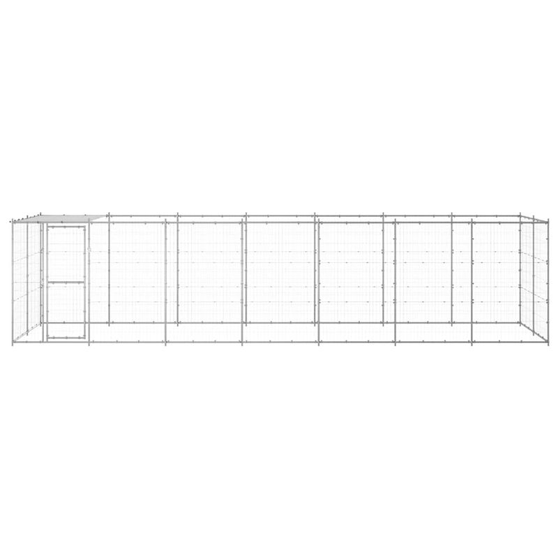 Foto van The living store hondenkennel - gegalvaniseerd staal en pe - 770 x 220 x 180 cm - zilver