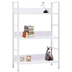 Foto van The living store boekenkast 3-laags - 60 x 27.6 x 90.5 cm - wit - spaanplaat en staal