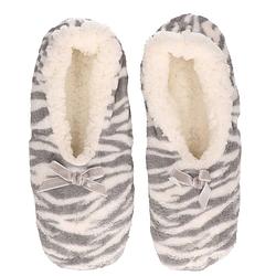 Foto van Zebra strepen ballerinas pantoffels/sloffen grijs voor dames/vrouwen 40-42 - sloffen - volwassenen
