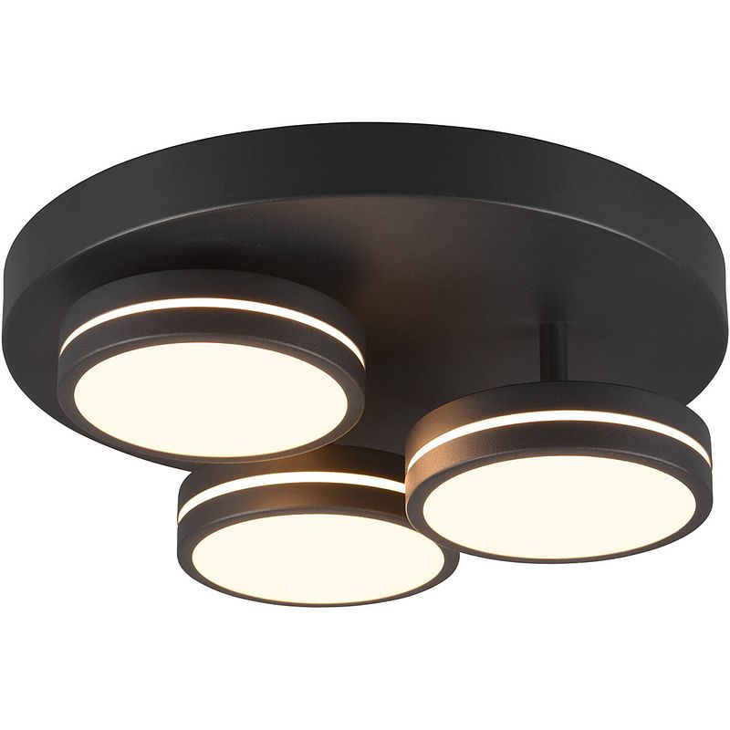 Foto van Led plafondlamp - plafondverlichting - trion franco - 25.5w - warm wit 3000k - 3-lichts - dimbaar - rond - mat antraciet