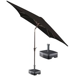 Foto van Kopu® vierkante parasol malaga 200x200 cm met voet - black