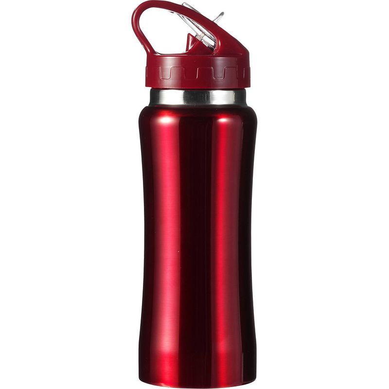 Foto van Luxe drinkfles/waterfles 600 ml rood van rvs - drinkflessen