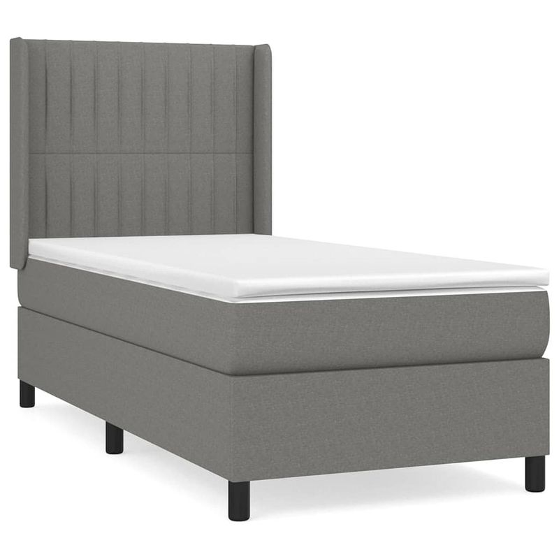 Foto van The living store boxspringbed - pocketvering - middelharde ondersteuning - 193 x 93 x 118/128 cm - donkergrijs