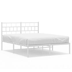 Foto van Vidaxl bedframe met hoofdbord metaal wit 150x200 cm