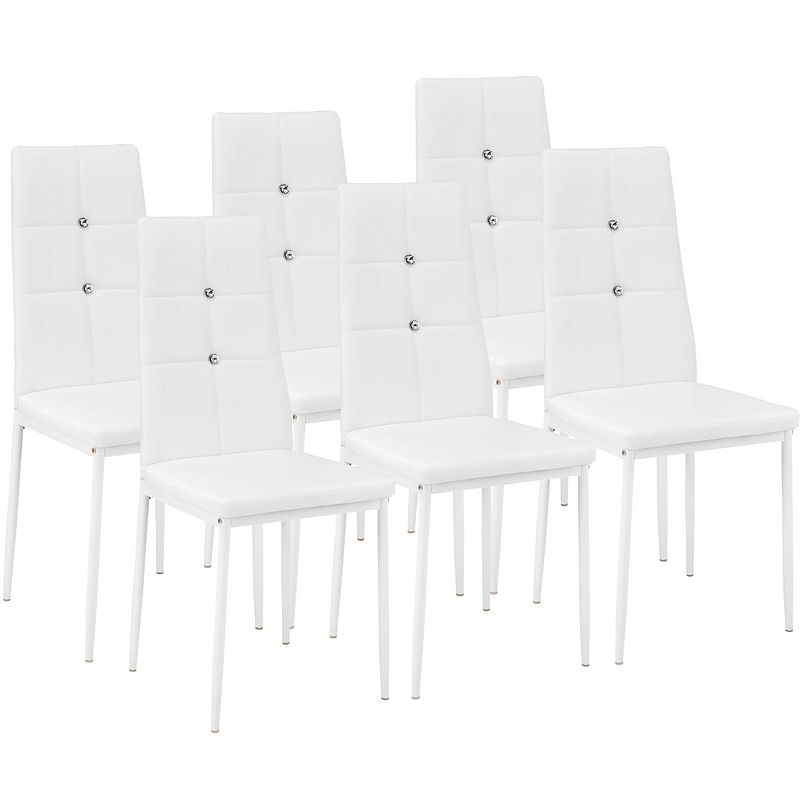 Foto van Tectake - set van 6 eetkamerstoelen julien wit - 402543