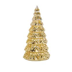 Foto van 1x stuks led kaarsen kerstboom kaars goud d9 x h19 cm - led kaarsen
