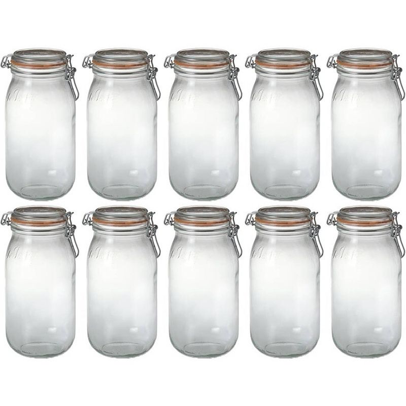Foto van 10x luchtdichte weckpottentransparant glas 2 liter - weckpotten