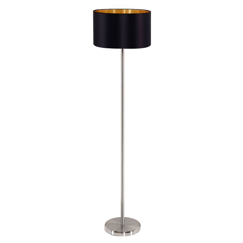 Foto van Eglo maserlo vloerlamp - e27 - 151 cm - grijs/zwart, goud