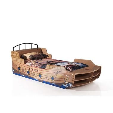 Foto van Vipack bed piratenboot - bruin - 63x94,6x248 cm - leen bakker
