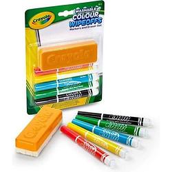 Foto van Crayola washable colour wipeoffs - whiteboardset - 5 stiften en 1 wisser