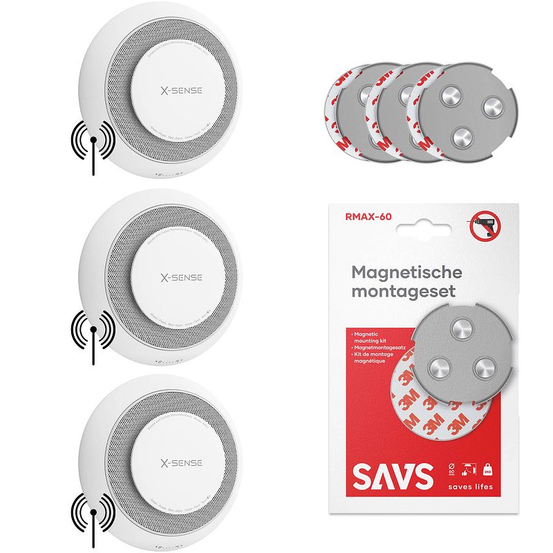 Foto van X-sense xp01-w koppelbare combimelder 3-pack + savs® montage