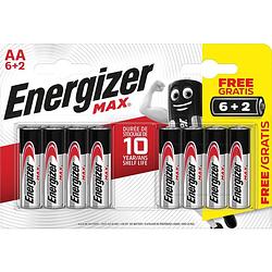 Foto van Energizer batterijen max aa, blister van 6 stuks + 2 stuks gratis