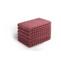 Foto van Seashell wave gastendoek set - oud roze - 6 stuks - 30x50cm - premium