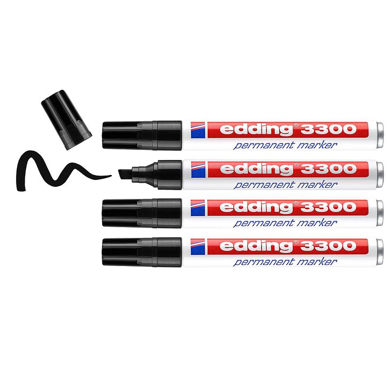 Foto van Edding 3300 permanent marker blister van 4 zwart