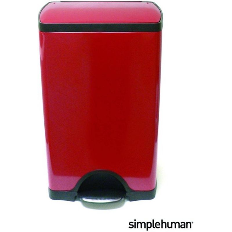Foto van Simplehuman - classic afvalemmer, rechthoekig, 50 l, rood - simplehuman