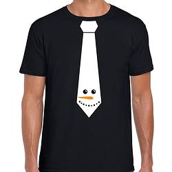 Foto van Stropdas kerst t-shirt sneeuwpop zwart voor heren 2xl - kerst t-shirts