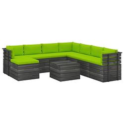 Foto van Vidaxl 9-delige loungeset pallet met kussens massief grenenhout