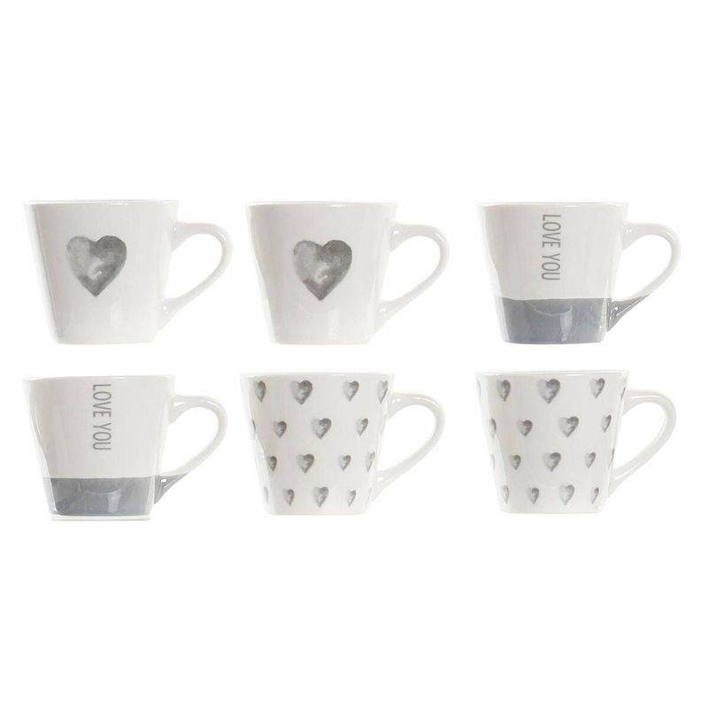 Foto van Set van koffiekopjes dkd home decor porselein grijs 90 ml