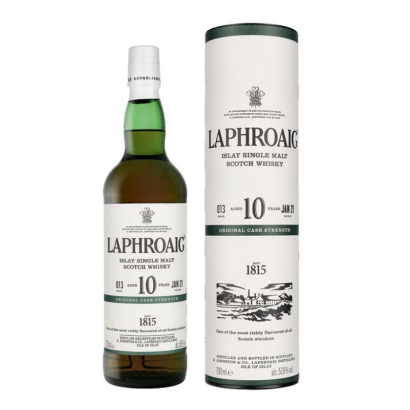 Foto van Laphroaig 10 years cask strength batch 13 70cl whisky + giftbox