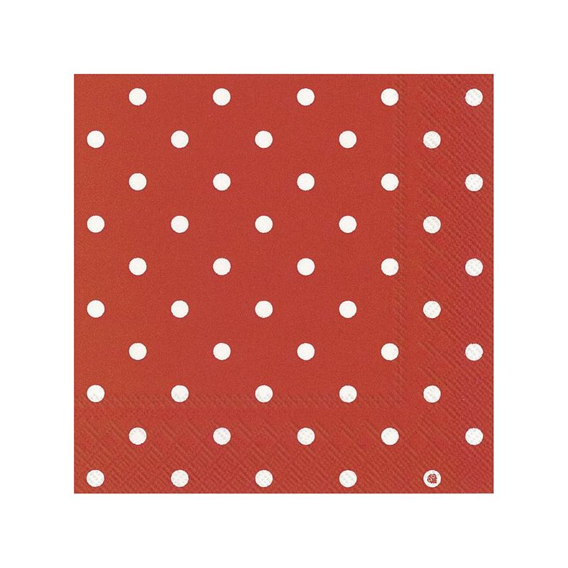 Foto van 40x polka dot 3-laags servetten rood met witte stippen 33 x 33 cm - feestservetten