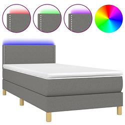 Foto van Vidaxl boxspring met matras en led stof donkergrijs 90x190 cm