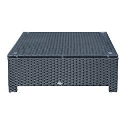 Foto van Tuintafel - tuintafeltje - balkontafel - bijzettafel - koffietafel - poly rattan - grijs - 85 cm x 50 cm x 39 cm