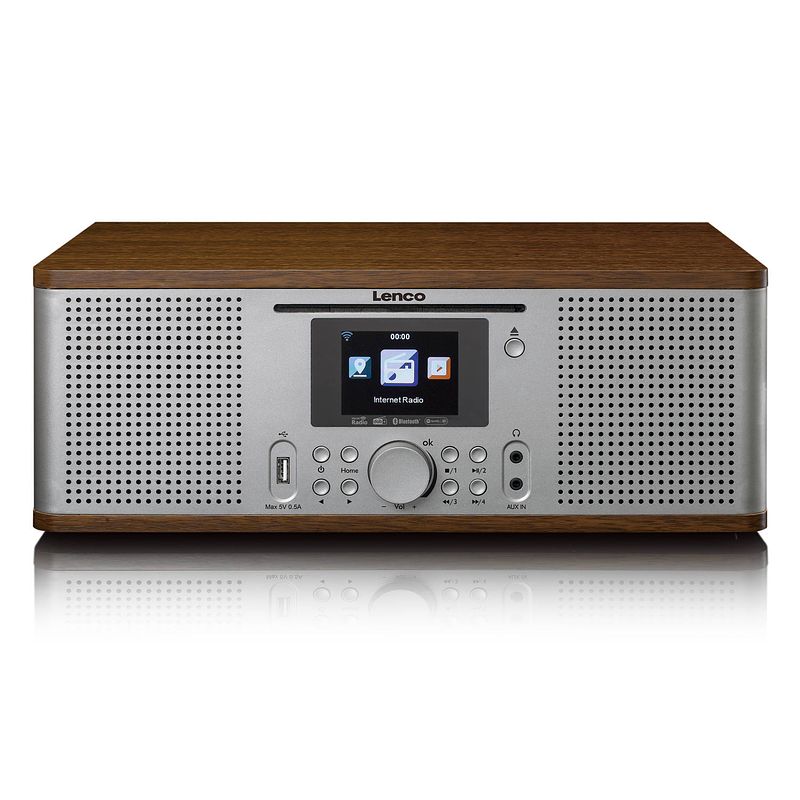 Foto van Radio met internet, dab, fm radio/ cd/bt lenco dir-270wd walnoot-zilver