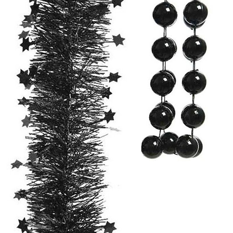 Foto van Kerstslingers set 3x stuks zwart - kerstversiering - kerstslingers