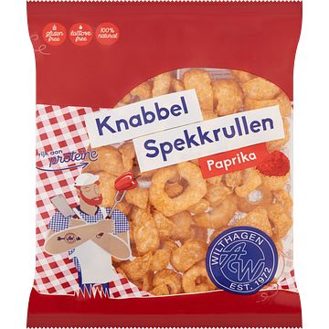 Foto van Wilthagen knabbel spekkrullen paprika 75g bij jumbo