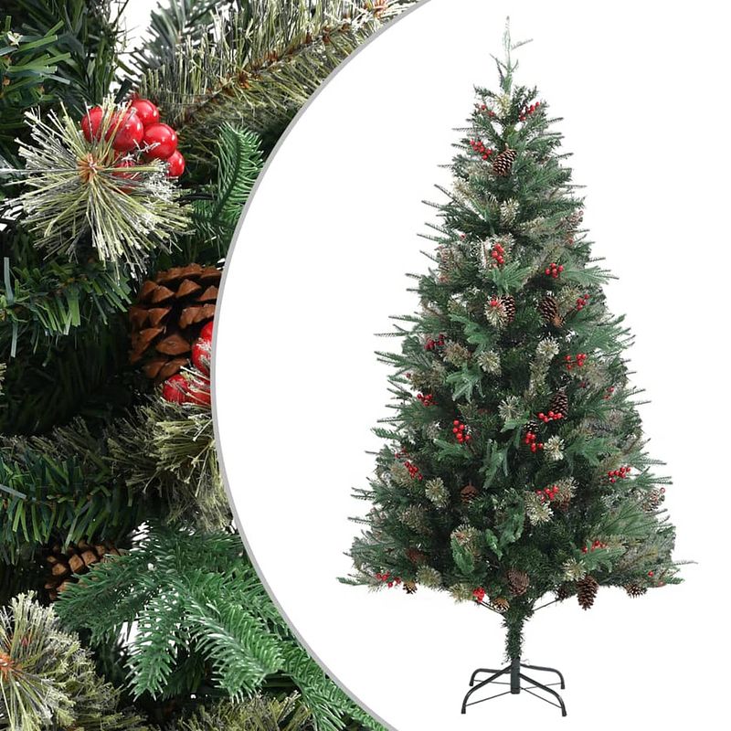 Foto van Vidaxl kerstboom met dennenappels 225 cm pvc en pe groen