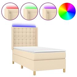 Foto van The living store boxspring - led - 203x93x118/128 - crème - stof - pocketvering