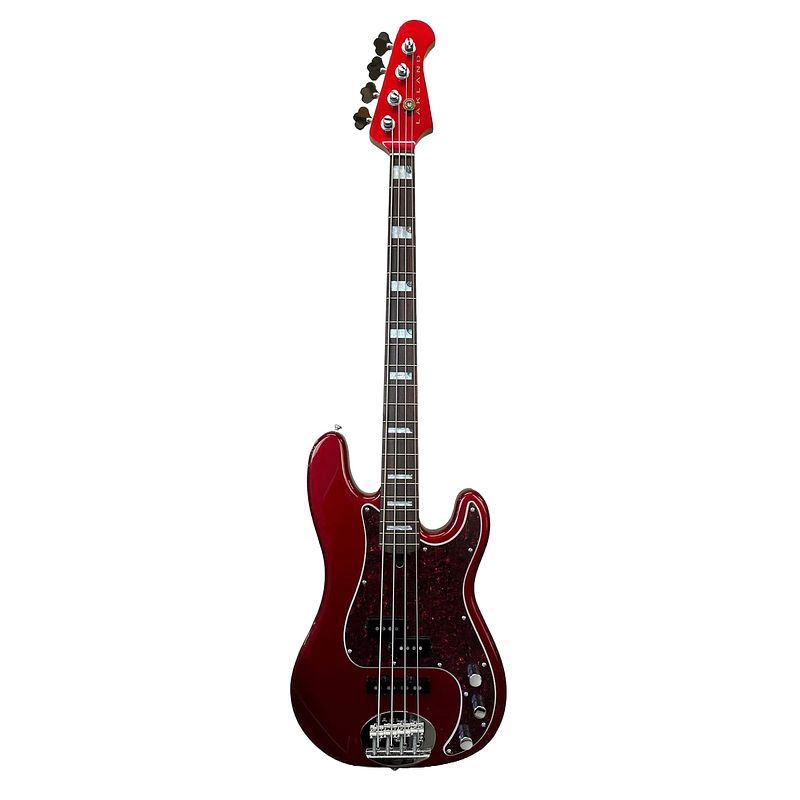 Foto van Lakland skyline 44-64 custom candy apple red gloss elektrische basgitaar