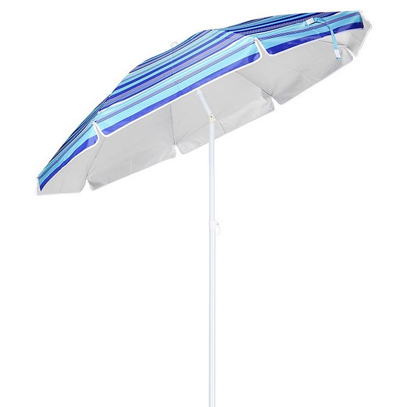 Foto van Blauw gestreepte parasol 200 cm - parasols