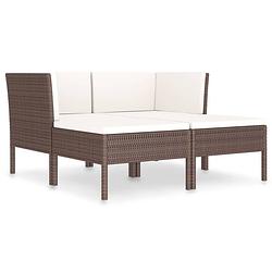 Foto van Vidaxl 4-delige loungeset met kussens poly rattan bruin