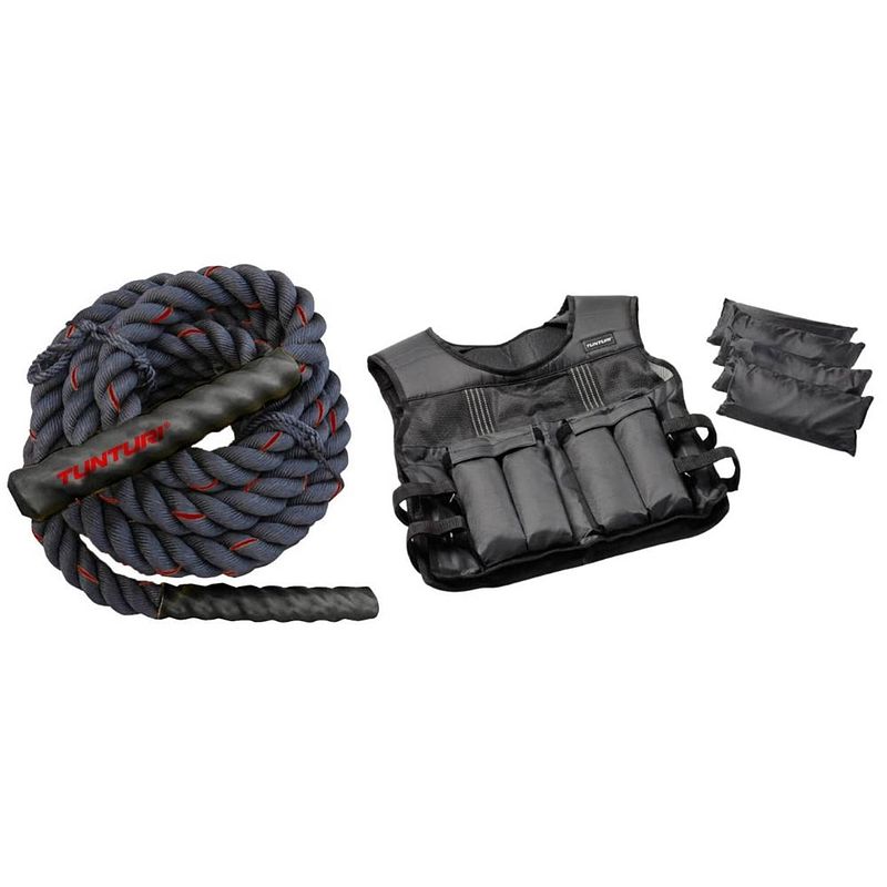 Foto van Tunturi - fitness set - battle rope 9 meter - gewichtvest 10kg